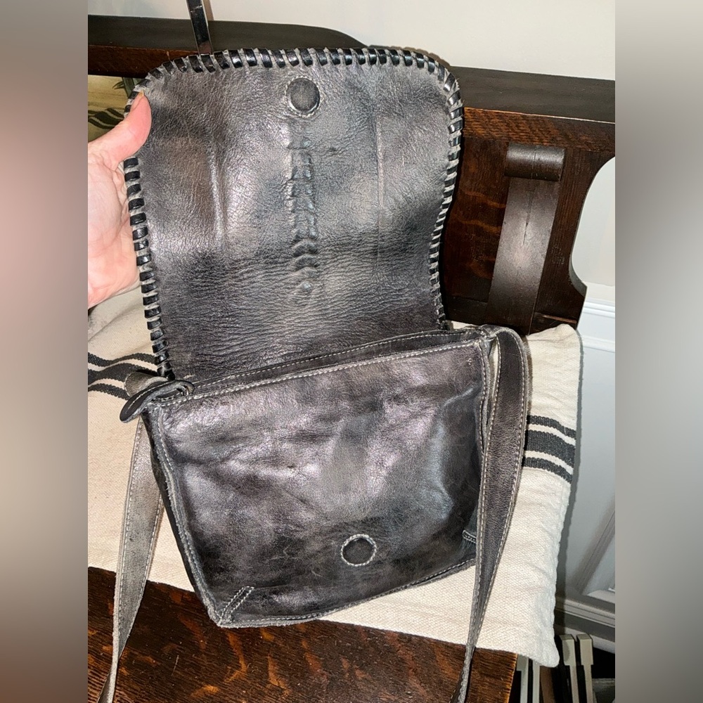 Bed Stu Leather Frankie Crossbody Bag Black Rustic Brown Retail $175 - Picture 12 of 15